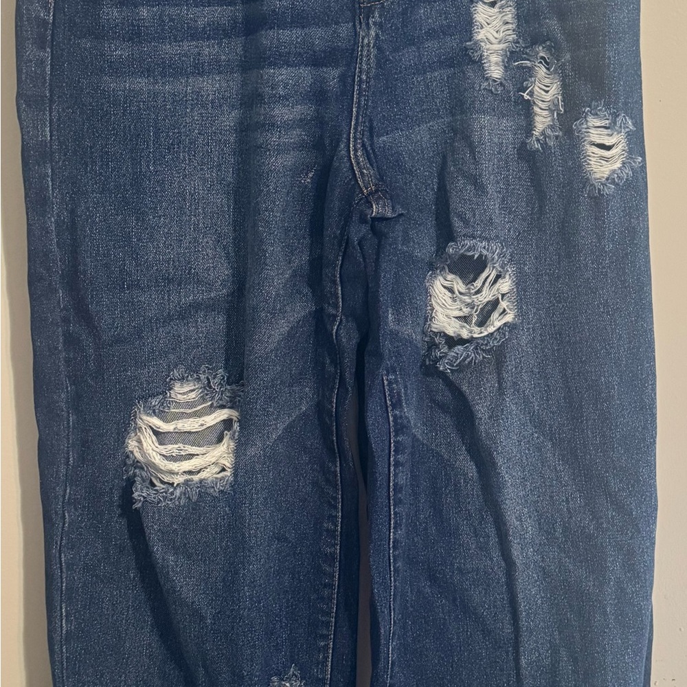 Vibrant Distressed Blue Flare Jeans
